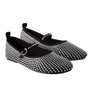 Zara Girls Mary Jane Rhinestone Black Shoes Toddler Size 12 Ballet Flat NWT